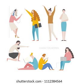 various pose and behavior woman character source. flat design style vector graphic illustration set various pose and behavior woman character source. flat design style vector graphic illustration set