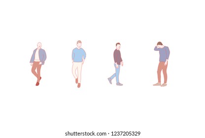various  pose set illustration with hand drawn or doodle style vector design