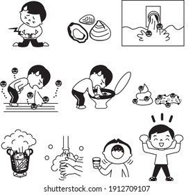 Various pose sets for virus-infected children 
