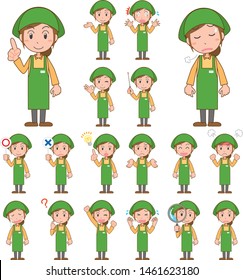 Various Pose Sets for Women Wearing an Apron