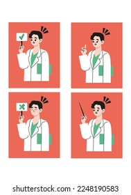 Various poses and expressions of young male doctors Variations Set