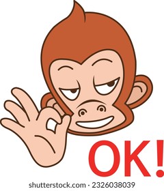 Various poses and facial expressions of monkey characters to use emoticons