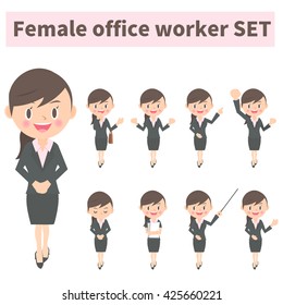 Various poses of female company employee Asian