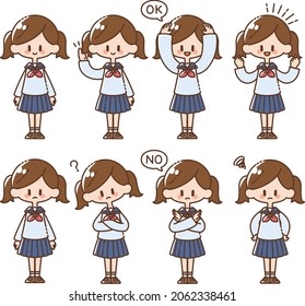 Various poses of girls in uniform