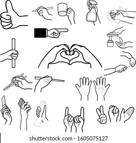 Various poses of hands and fingers