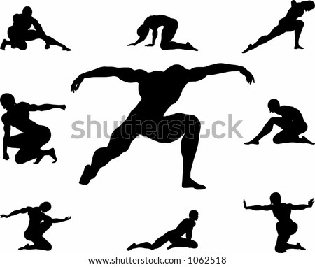 various poses of a man kneeing Stock foto © 