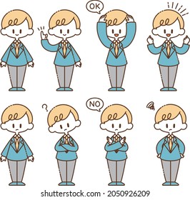 Various poses of men in suits