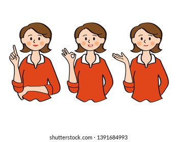 Various poses of middle-aged women