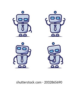 Various poses of office robot vector