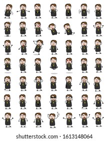 Various Poses of Priest Monk - Set of Concepts Vector illustrations