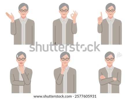 Various poses of senior men