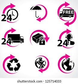 Various postage and support related icon set
