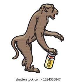The various postures of the animals life and retro style. Animals illustration, shape line art, pattern and vector monkeys.