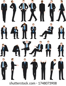 Various postures and movements of a businessman