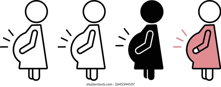 Conjunto de ícones de várias mulheres grávidas
