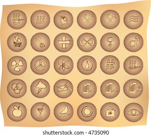 various primitive looking web buttons