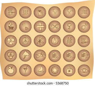 various primitive looking web buttons