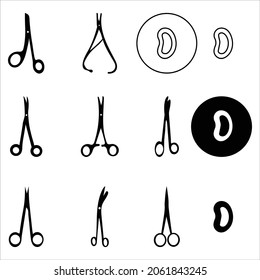 various professional medical Scissors icon set 