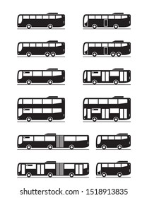 Various public transport buses - vector illustration