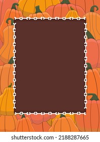 Various pumpkin pattern with bones frame vector background illustration for Halloween design