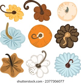 Various pumpkin pattern for Halloween. Wrapper, postcard, textile. Holiday, scary and mysterious, mystical. Cute baby pumpkin, stylish. Design for cups,plates,tablecloth,packaging, billboard,clothing