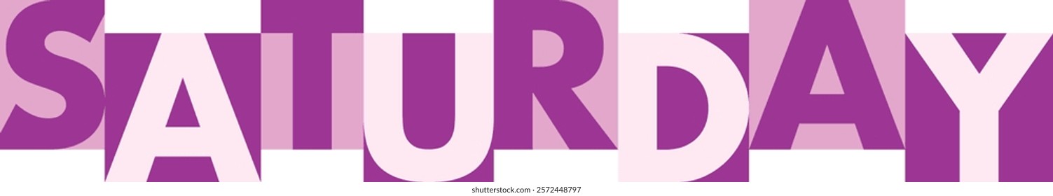 various purple colors square shape with word SATURDAY, isolated on white background.