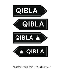 various qibla mosque sign with mosque icon and without icon