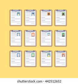 Various racial curriculum vitae in vector illustrations