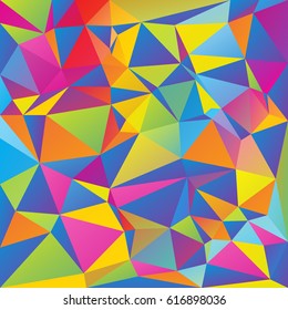 Various rainbow blue color spectrum triangular background. Vector abstract low poly design.