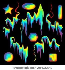 Verschiedene Regenbogenformen. Singende Formen, Schmuckstücke, geometrische Formen. Satz von Vektorelementen.