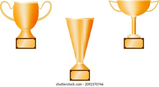 varios trofeos de oro realistas por diseño vectorial	