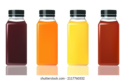 varios modelos realistas de botellas de jugo por diseño vectorial