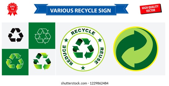 various recycle sign and green dot. easy to modify