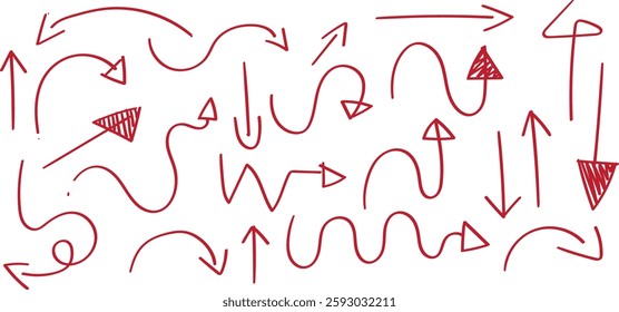 Various red arrows illustrating direction and movement