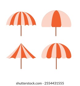 various red beach umbrella illustrations