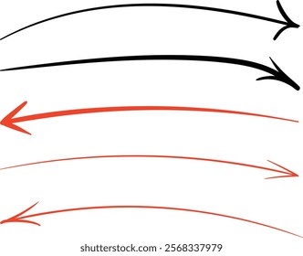 Various red and black arrow sets drawn in hand-drawn style vector pen
