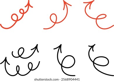 Various red and black arrow sets drawn in hand-drawn style vector pen