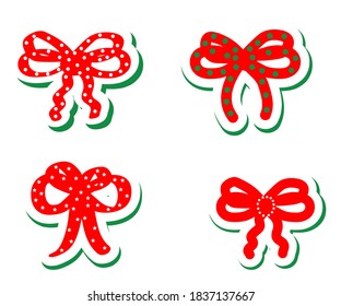 Varios arcos rojos en el fondo. Colección. Ilustración vectorial.