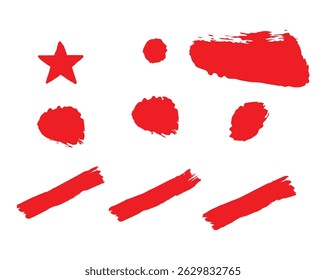 Various Red Brush Stroke Patterns Collection for Digital Art and Design, Vector Illustrator EPS File. 
