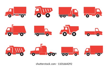 various red truck logo on the white background