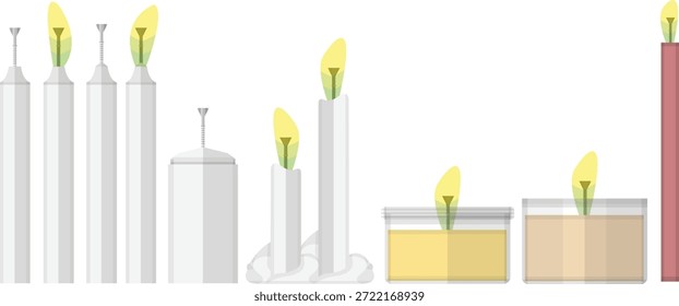 Várias velas religiosas modelos vetores