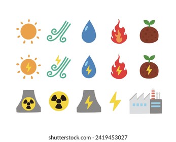 Conjunto de iconos de generación de energía renovable