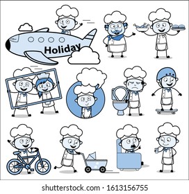 Various Retro Cartoon Chef - Set of Concepts Vector illustrations