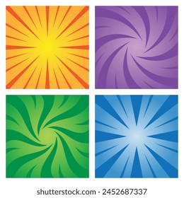 Various retro center focus comic backgrounds