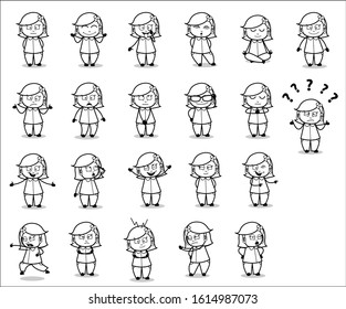 Various Retro Comic Housewife Poses Collection Stock Vector (Royalty ...