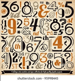 Various Retro Vintage Number and Typography Collection. For High Quality Graphic Projects.