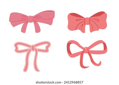 Various ribbon and bow hand drawn for element, celebration, illustration, gift and valentine. Doodle style