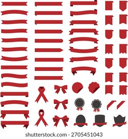 Various ribbon illustration material set
