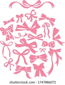 Various ribbon shapes, Pink ribbons, Vector ribbon