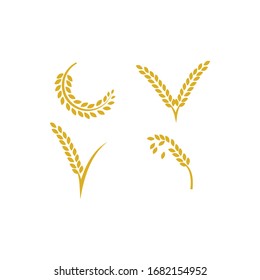 various rice logos. curved, branched, leafy rice logos and fallen rice logos.